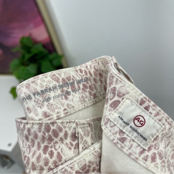 New AG‎  Adriano Goldschmied Farrah Silk Python Ivory Dust Jeans Size 31 - Picture 11 of 14